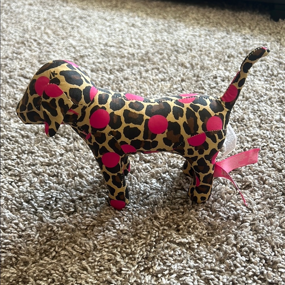 Leopard Print Dog Plush with Pink Accents Victoria’s Secret PINK
